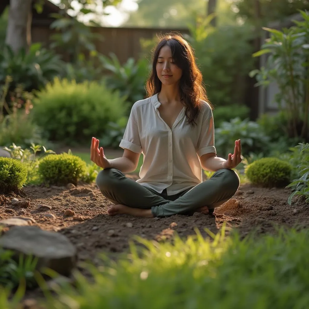 Client practicing grounding techniques